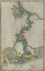 Carte du Nil depuis son estuaire vers le sud